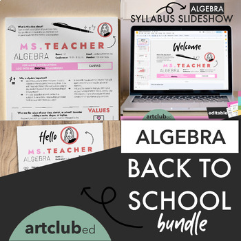 Preview of Modern ALGEBRA / Math Back to School Value Bundle | Editable Text & Colors