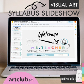 Preview of Modern ART / VISUAL ART Syllabus Slideshow Template | Editable Text & Colors