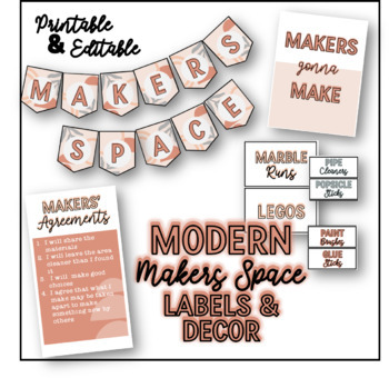 Preview of Modern Abstract Makers Space Labels and Decor