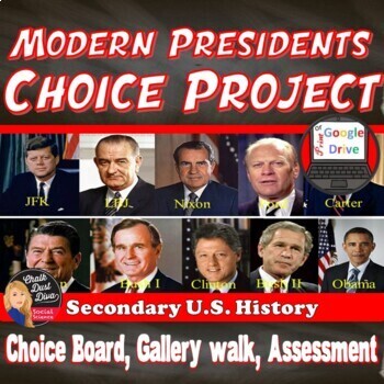 Preview of Modern America - American Presidents Project - CHOICE BOARD - Print & Digital