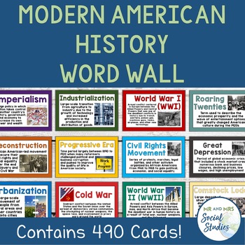 Preview of Modern American History Word Wall Bundle | 1865 to Present