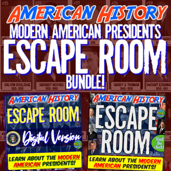 Preview of Modern American Presidents Escape Room BUNDLE | Distance Learning