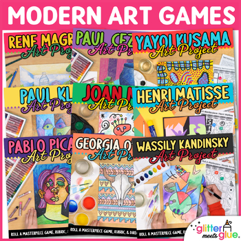Preview of Modern Art Game Bundle: Art Rubric, PowerPoint, Exit Tickets, & Artist Biography