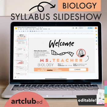 Preview of Modern BIOLOGY Syllabus Slideshow Template | Editable Text & Colors
