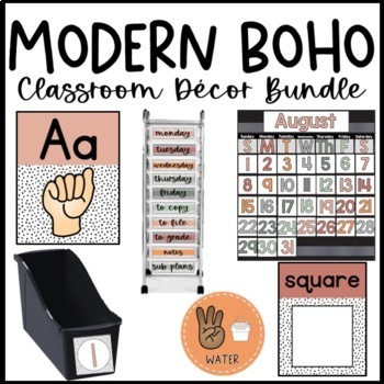 Preview of Modern BOHO Decor Classroom Decor | Dalmatian | Neutral  Decor | Editable