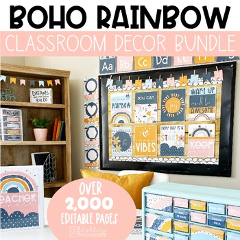 Modern BOHO RAINBOW Classroom Decor Bundle by Ashley McKenzie | TPT