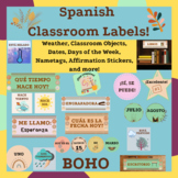 Modern BOHO Spanish Classroom Labels and signs - Decorate 