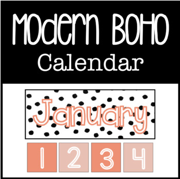 Preview of Modern BOHO black speck Calendar (colors are editable)