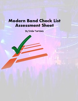 Preview of Modern Band Check List Assessment Sheet