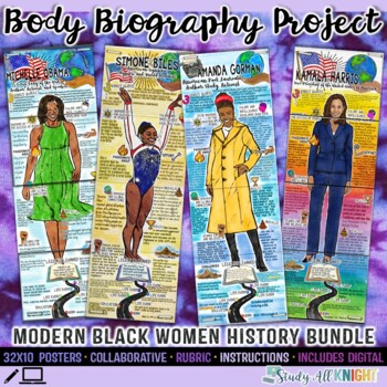 Preview of Modern Black Women History Body Biography Unit