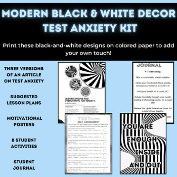 Preview of Modern Black and White Decor: Test Anxiety Kit