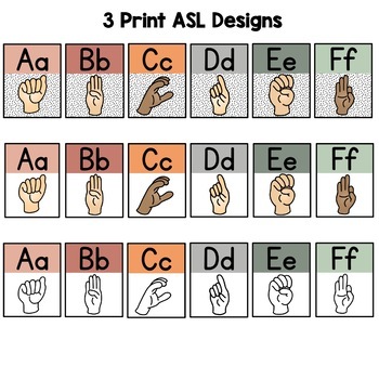 Modern Boho ASL Alphabet Poster | Neutral Classroom Decor | Print | Cursive