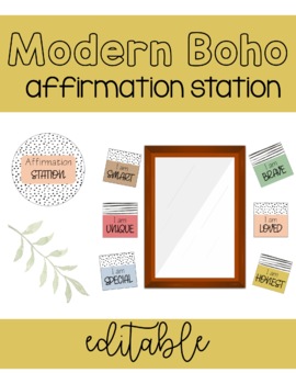 Preview of Modern Boho Affirmation Station EDITABLE