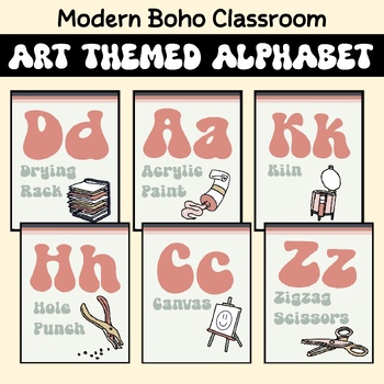 Preview of Modern Boho Art Themed Posters | Neutral Classroom Decor | Print
