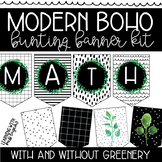Modern Boho Black and White w/ Greenery Editable Banner Bu