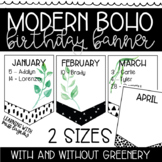 Modern Boho Black and White w/ Greenery Editable Class Bir
