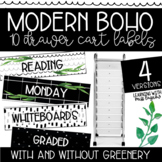 Modern Boho Black and White w/ Greenery Editable Labels fo