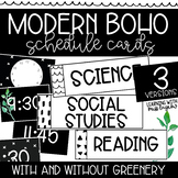 Modern Boho Black and White w/ Greenery Editable Schedule Cards
