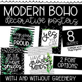 Modern Boho Black and White w/ Greenery Positive Posters