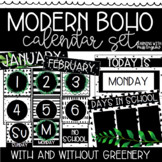 Modern Boho Black and White w/ Greenery Theme Calendar Set