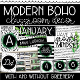 Modern Boho Black and White with Greenery Classroom Decor Theme