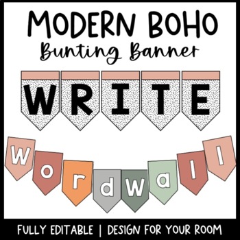 Preview of Modern Boho Bunting Banner| Editable | Dalmatian