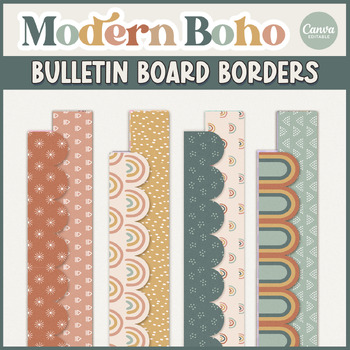 Modern Boho Classroom Bulletin Board Borders | Editable Canva Templates