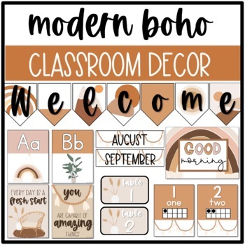 Preview of Modern Boho Classroom Decor: BUNDLE Desert Neutrals