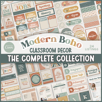 Preview of Modern Boho Classroom Decor Complete Collection Bundle