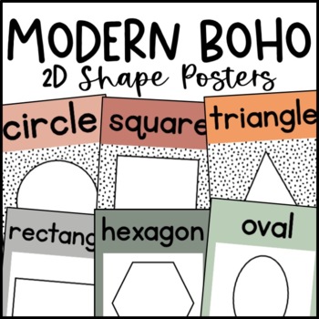 Preview of Modern Boho Dalmatian 2D Shape Posters | Neutral Classroom Decor