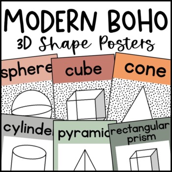 Preview of Modern Boho Dalmatian 3D Shape Posters | Neutral Classroom Decor