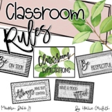 Modern Boho Flair Classroom Rules Posters | Black and White Decor