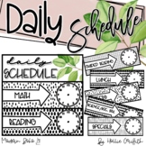 Modern Boho Flair Editable Daily Schedule | Black and Whit