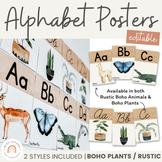 Modern Boho Plants Alphabet Posters | Rustic Vintage Retro