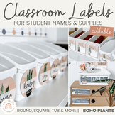 Modern Boho Plants Classroom Supply and Student Name Label