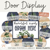 Modern Boho Plants Door Display | Editable Rustic Classroom Decor