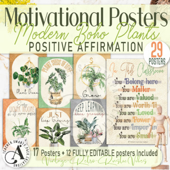 Imporn - Modern Boho Plants Motivational Posters | Positive Affirmation Growth  Mindset