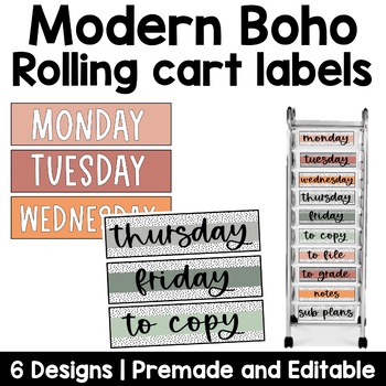 Preview of Modern Boho Rolling Cart Labels | Editable | Dalmatian