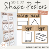 Modern Boho Rustic 2D & 3D Shape Posters | Neutral Classro