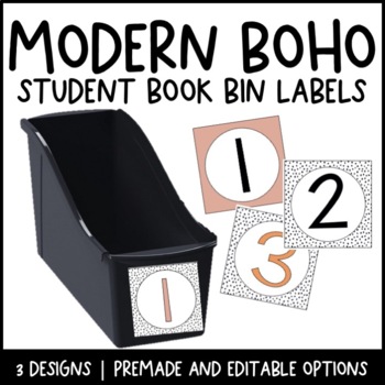 Preview of Modern Boho Student Book Bin Labels | Editable | Dalmatian