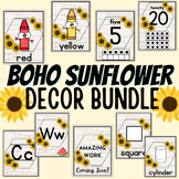 Modern Boho Sunflower Theme Classroom Decor Bundle Posters