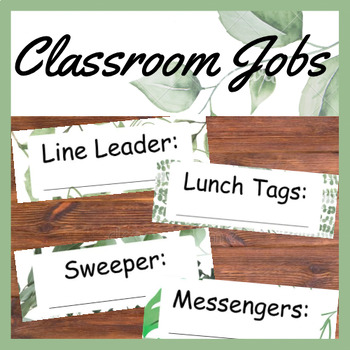 Preview of Modern Botanical Leaf Succulent Classroom Job Posters