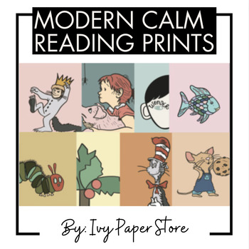 Preview of Modern Calm Classroom Decor-Children's Book Reading Corner Prints