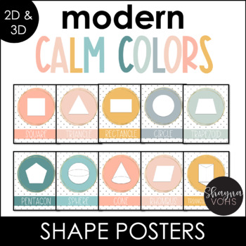 Preview of Modern Calm Colors 2D and 3D Shape Posters