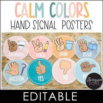 Preview of Classroom Hand Signals Editable - Hand Signal Posters