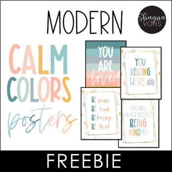 Preview of Modern Calm Colors Inspirational Classroom Posters Free