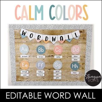 Preview of Modern Calm Colors Word Wall with 400+ Sight Words - Editable