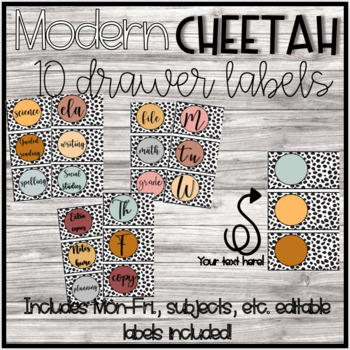 Preview of Modern Cheetah 10 Drawer Cart Labels