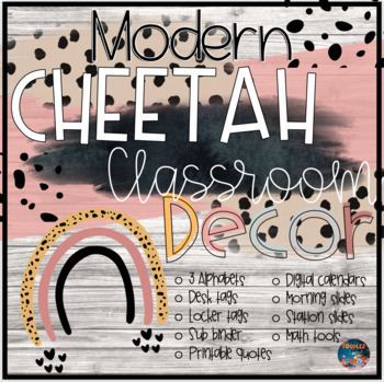 Preview of Modern Cheetah Classroom Decor Bundle