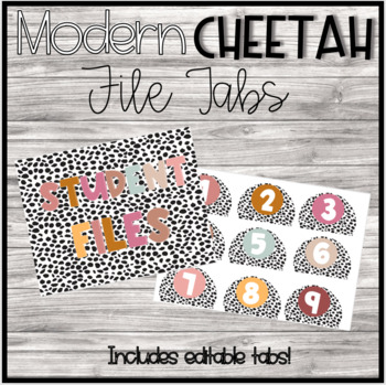 Preview of Modern Cheetah File Folder Labels (Numbers)